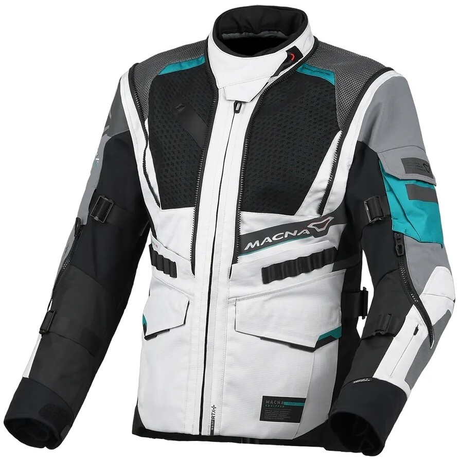 Macna Flexodus Damen-Motorradjacke, Grau/Grün