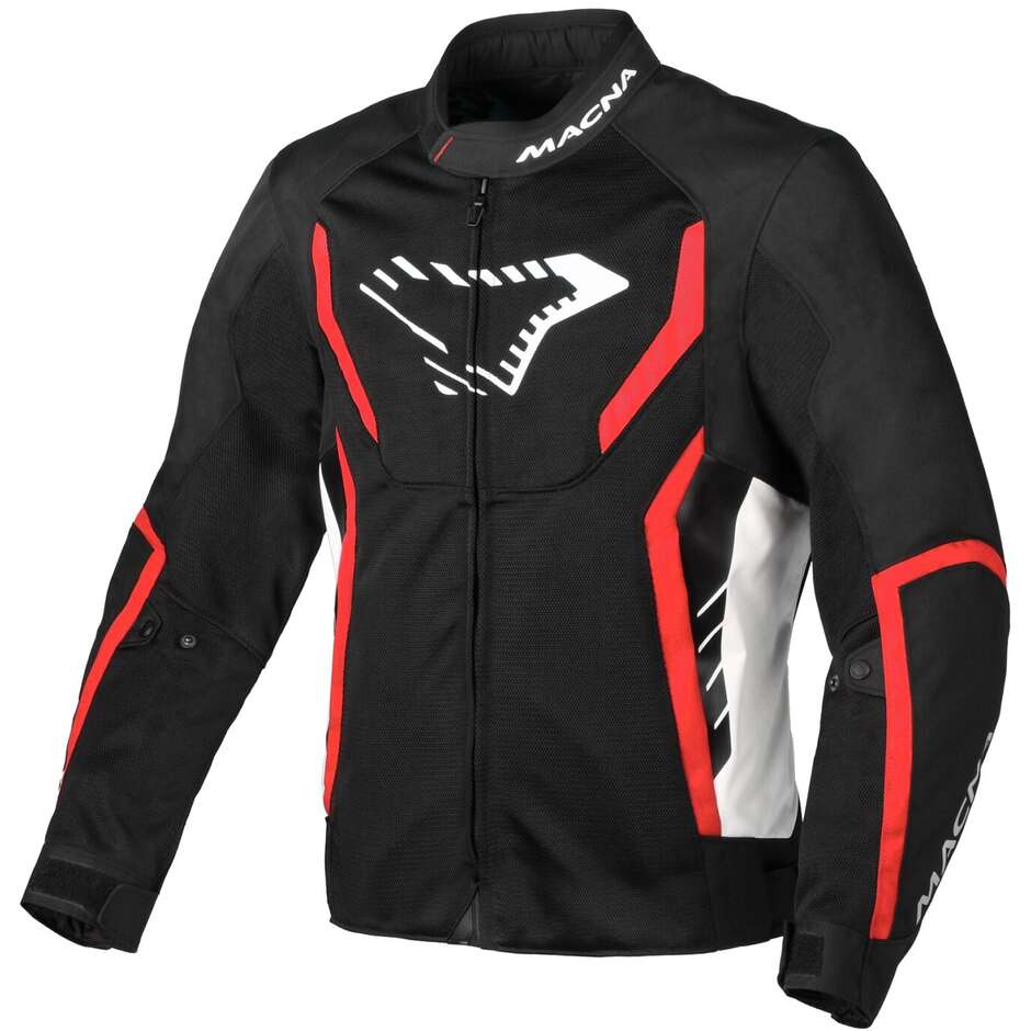 Macna Grisco Softshell Motorradjacke Schwarz Weiß Rot