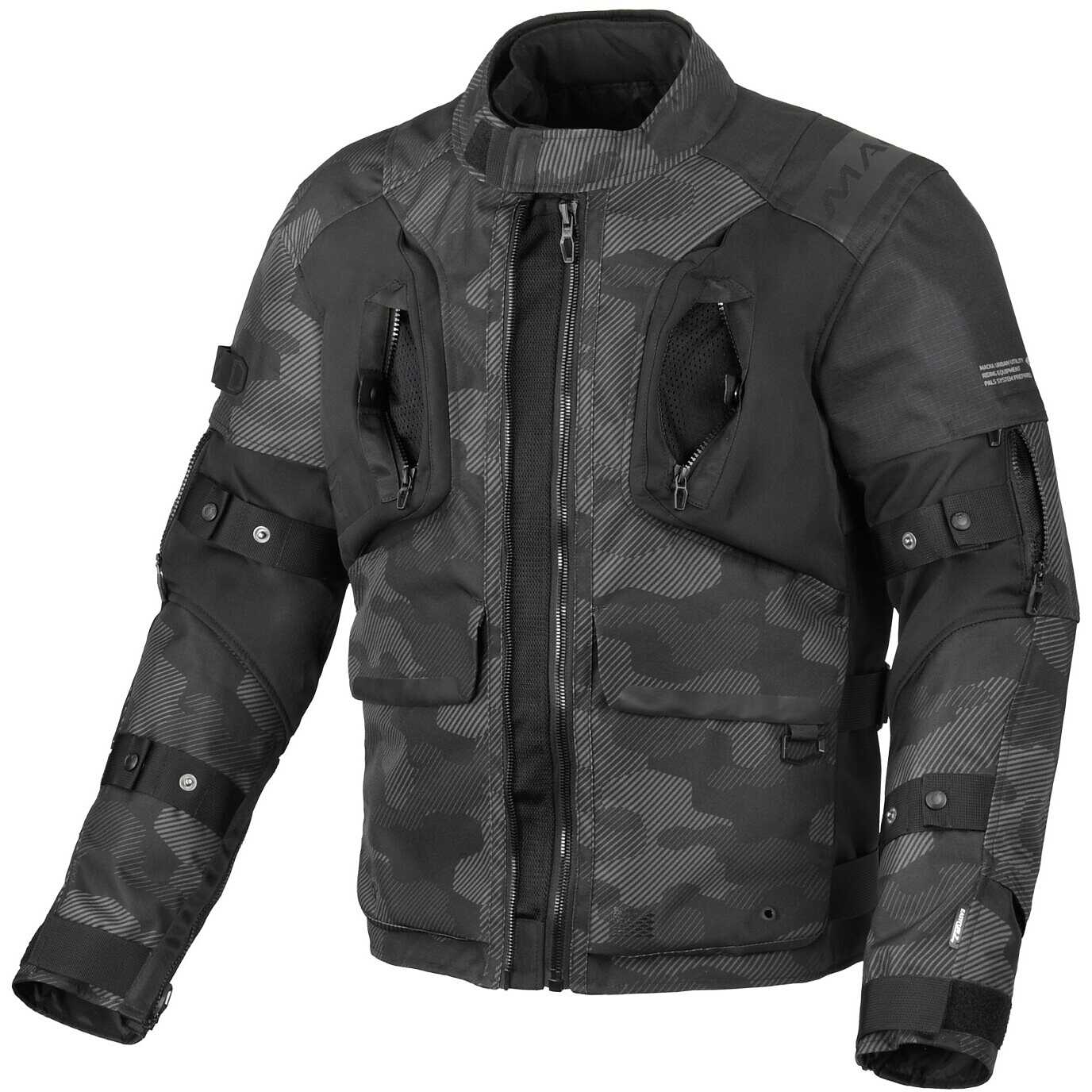 Macna Higera Softshell Motorcycle Jacket Black Grey Camo For Sale 