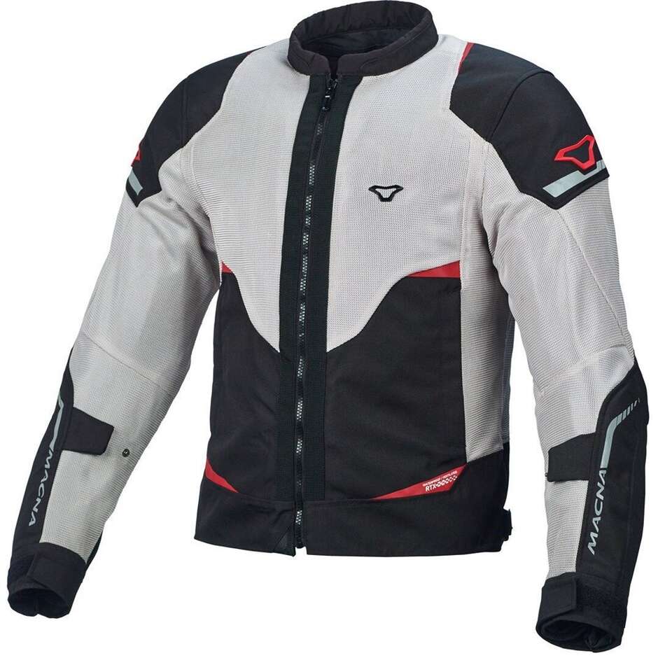 Macna Hurracage Light Motorcycle Jacket Grey Black Red