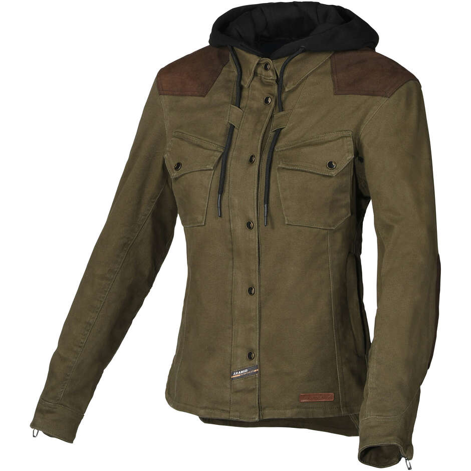 Macna Inland Damen Motorrad Hoodie Grün Braun