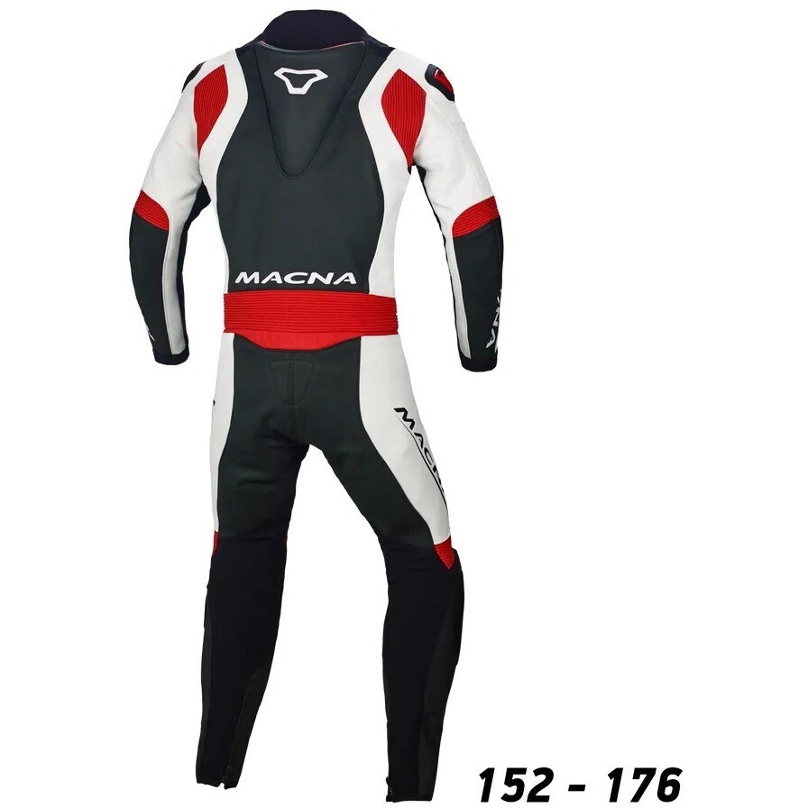 Macna Junior One-Piece Motorcycle Suit Black White Red