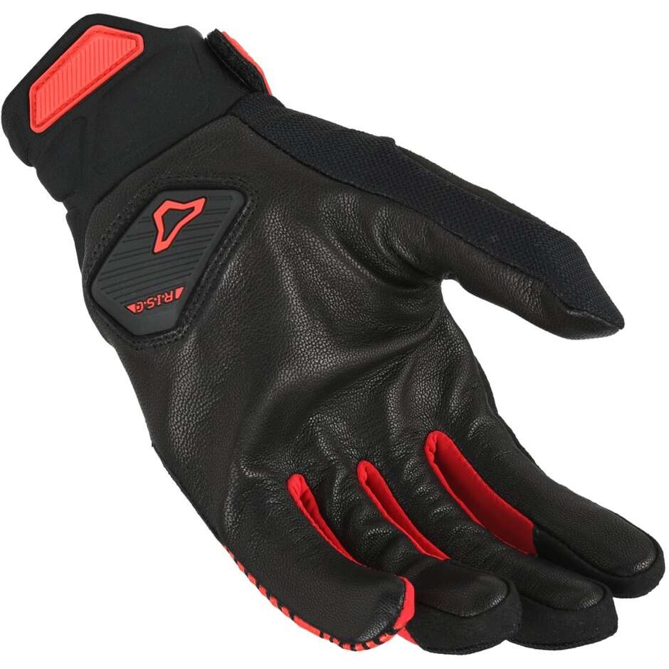 Macna Obtain Leder-Motorradhandschuhe Schwarz Rot