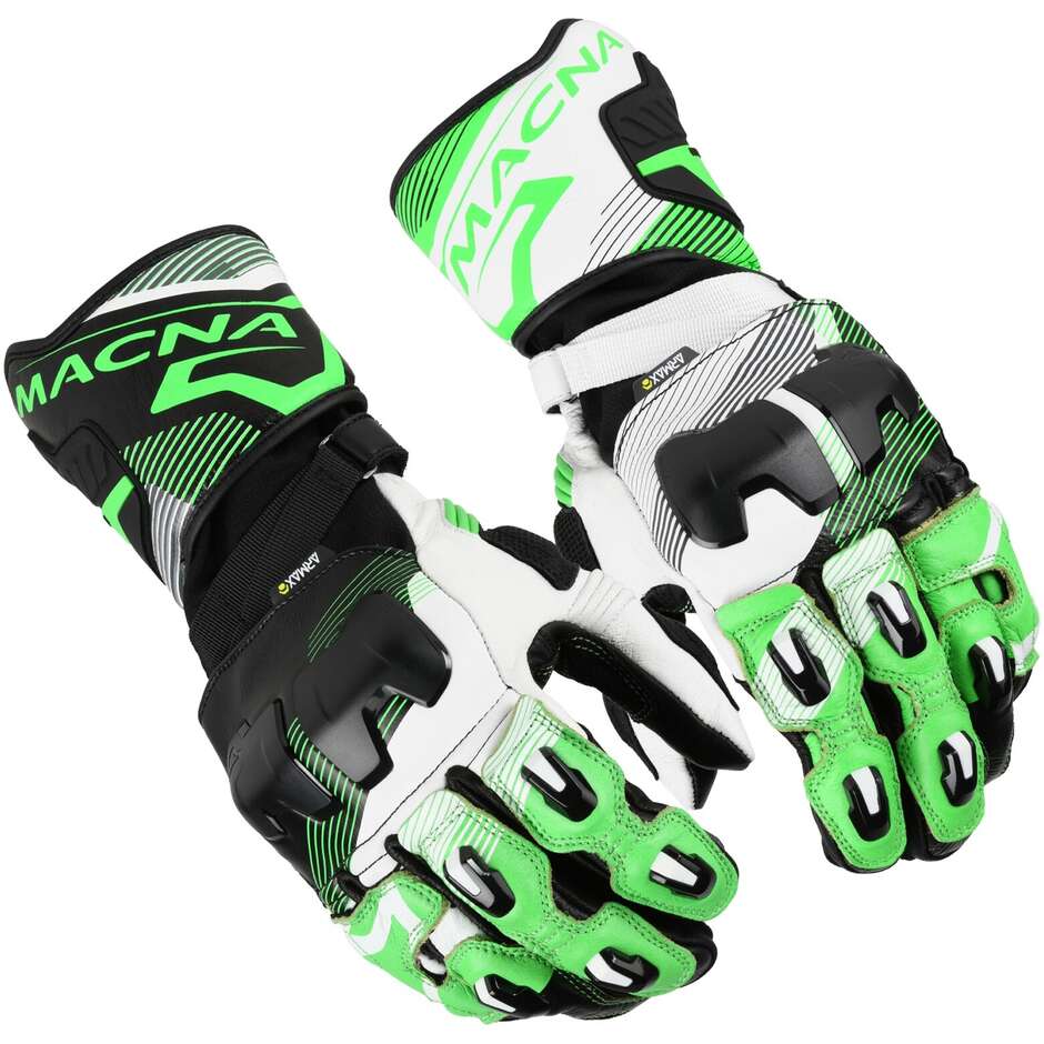 Macna Powertrack 2.0 Motorcycle Gloves Black Green White