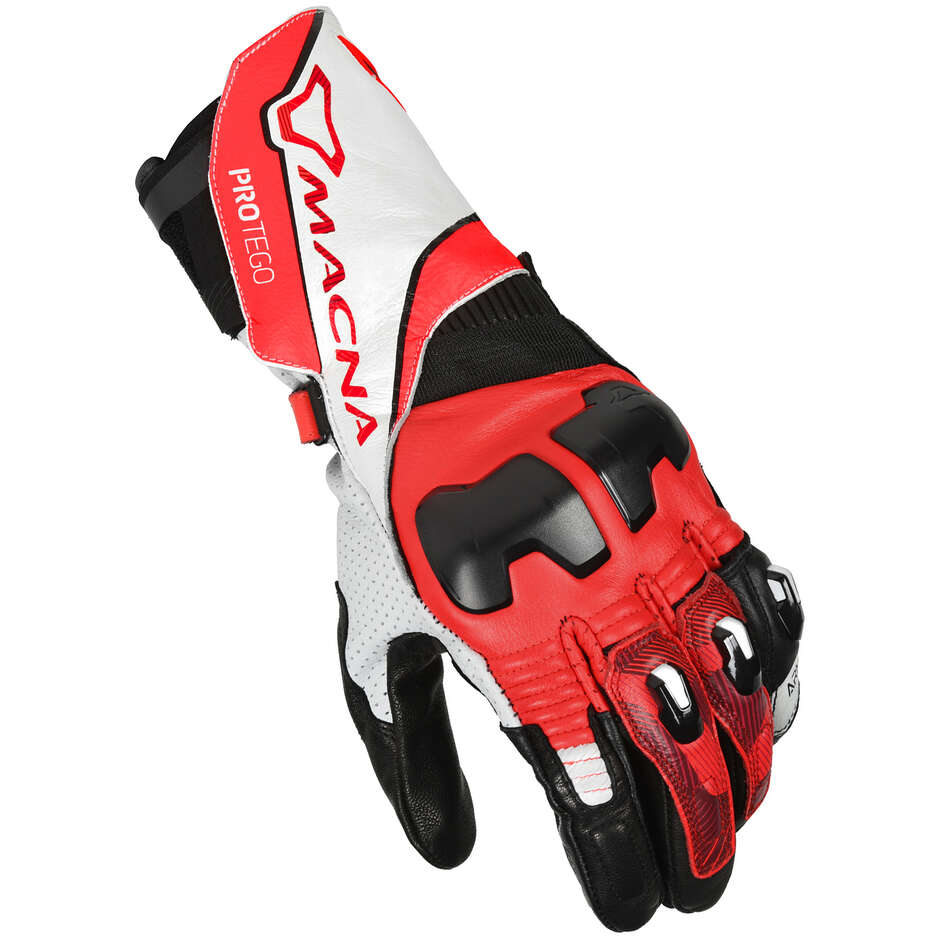 Macna Protego Motorcycle Gloves Red White Black