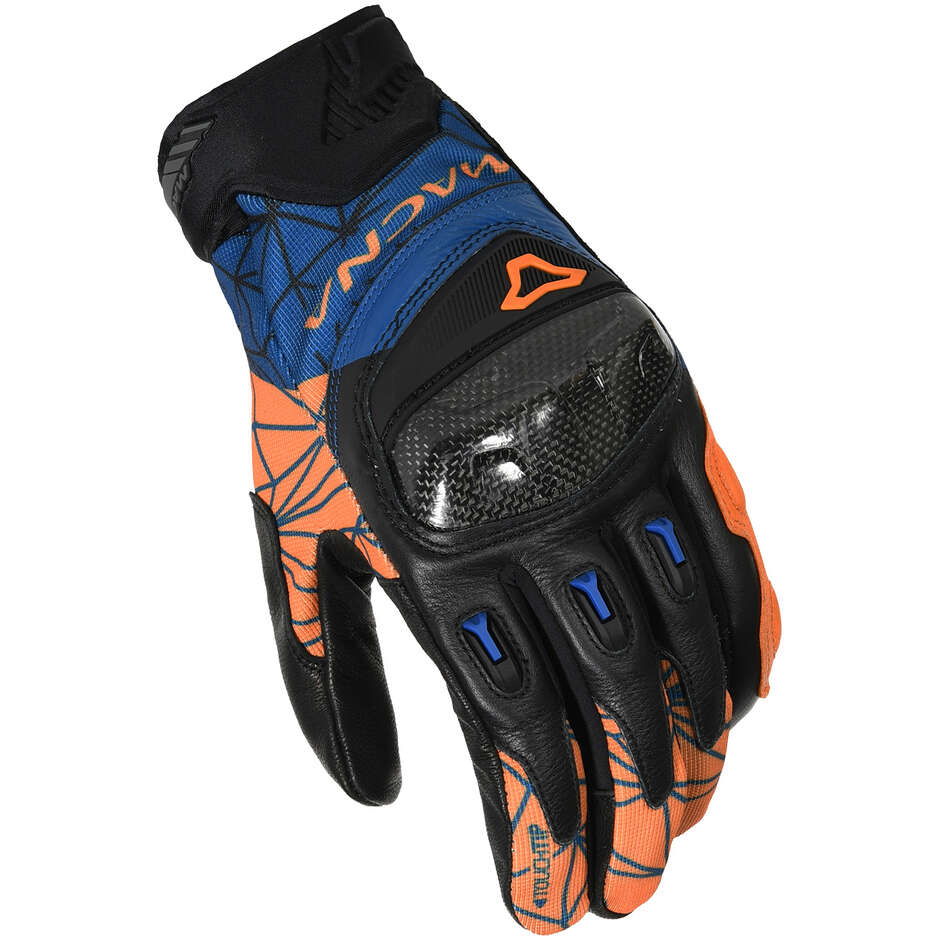 Macna Rocco Motorcycle Gloves Black Orange Dark Blue