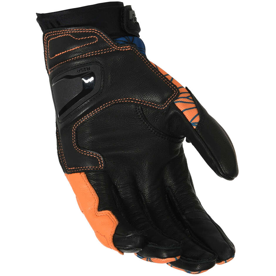 Macna Rocco Motorcycle Gloves Black Orange Dark Blue