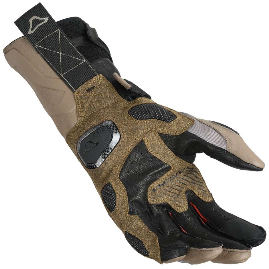Macna Tanamax Taupe Schwarz Rot Motorradhandschuhe