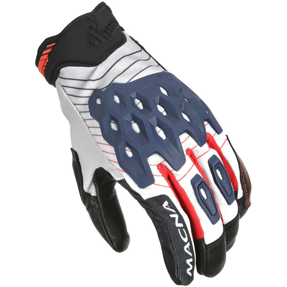 Macna Tanami Motorcycle Gloves White Blue Red