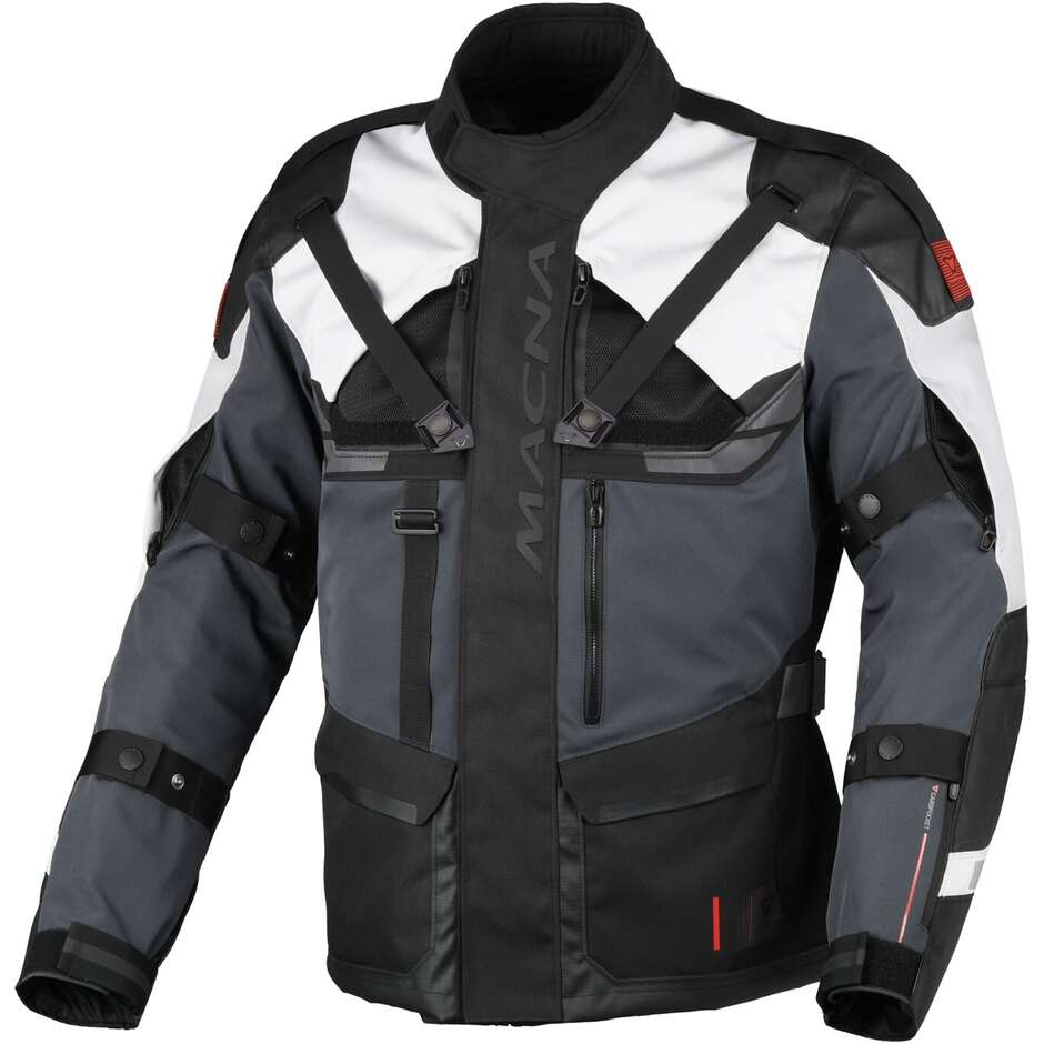 Macna Touros Motorcycle Jacket Black Grey Grey