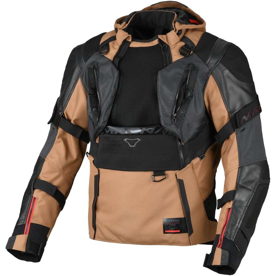 Macna Tryton Brown Black Touring Motorcycle Jacket