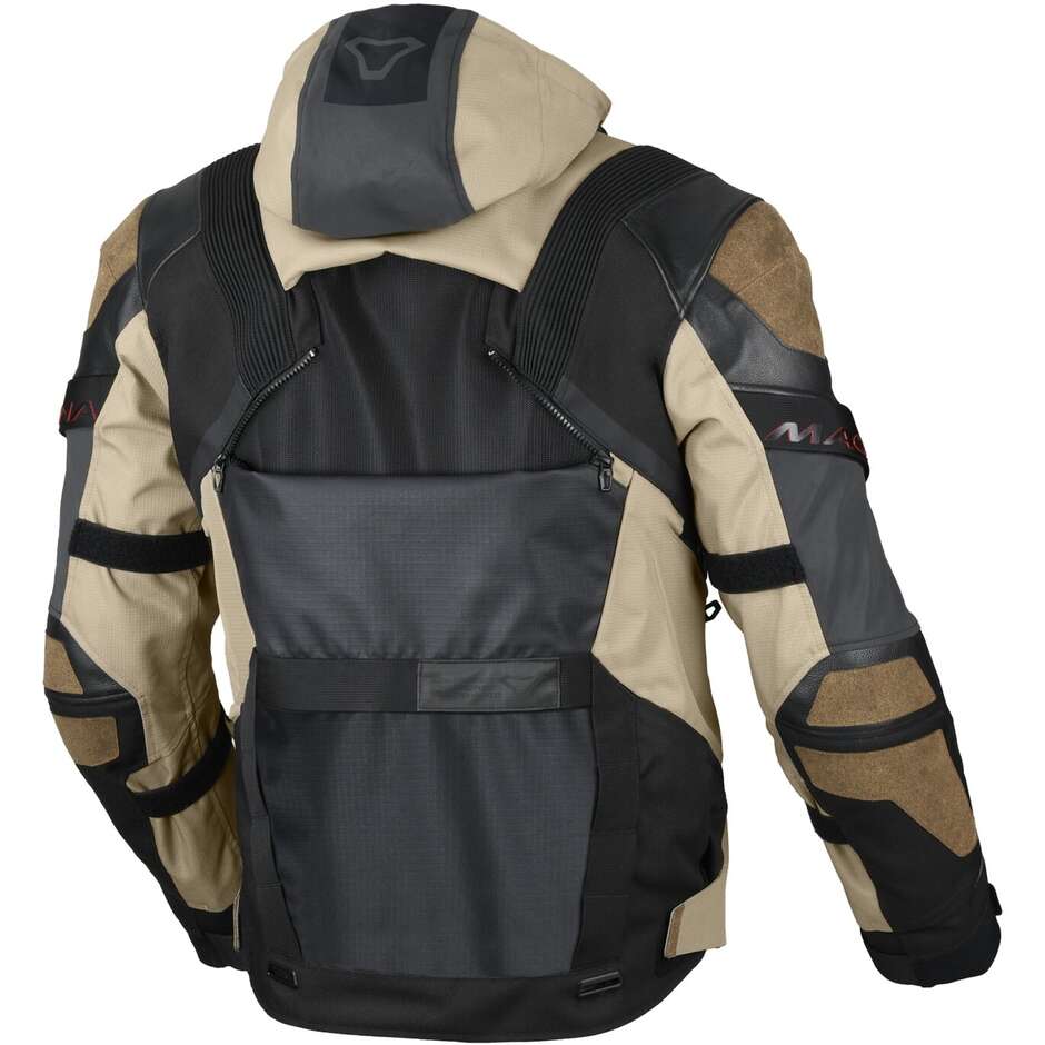 Macna Tryton Taupe Schwarze Touring-Motorradjacke
