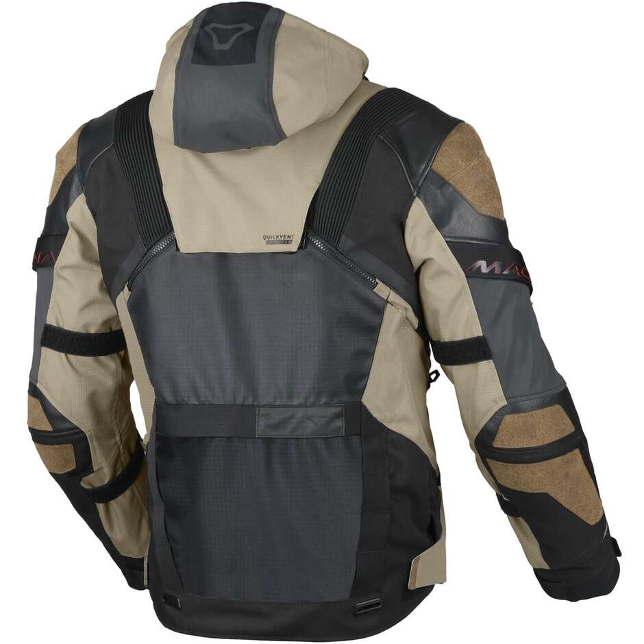 Macna Tryton Taupe Schwarze Touring-Motorradjacke