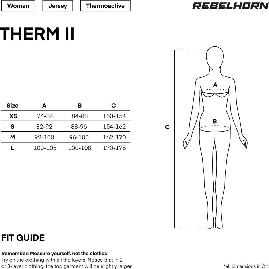 Maglia Intima Donna Termica Rebelhorn THERM II LADY Nero Grigio