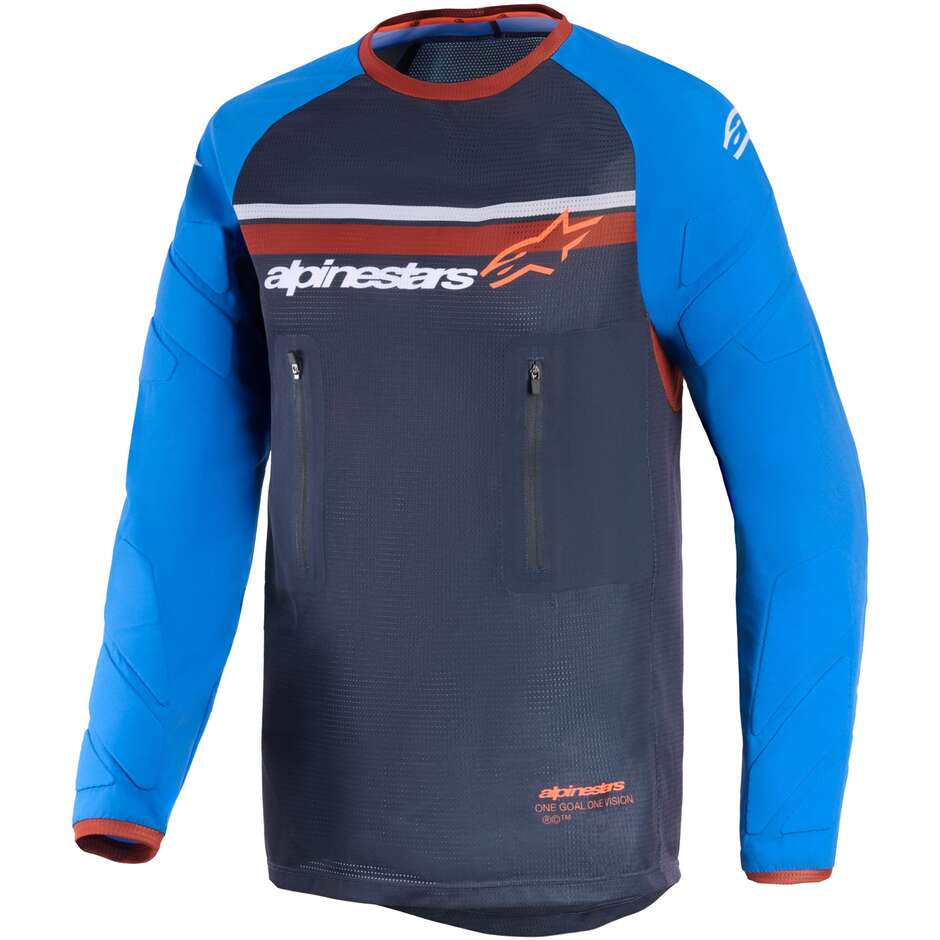Maglia Moto Cross Alpinestars MAXDURA DUAL Grigio Scuro Blu Reale