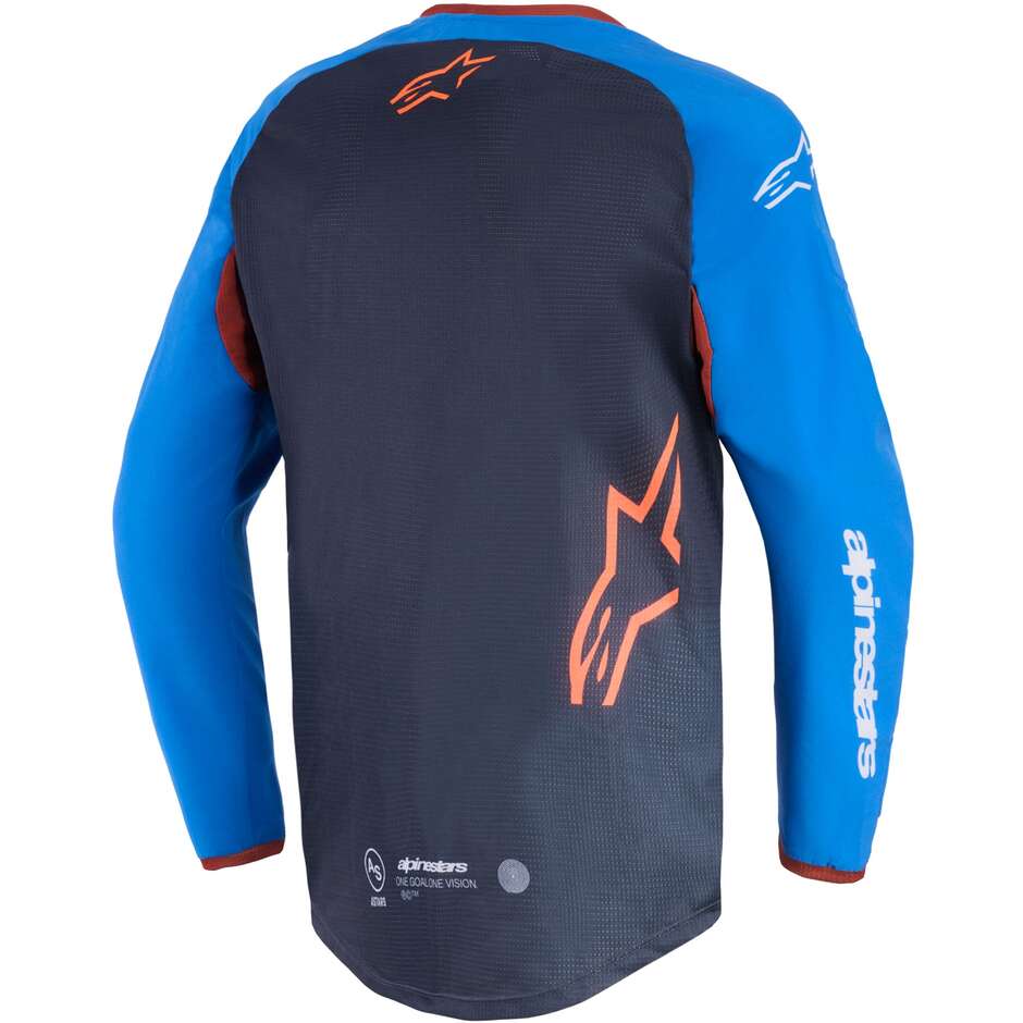 Maglia Moto Cross Alpinestars MAXDURA DUAL Grigio Scuro Blu Reale