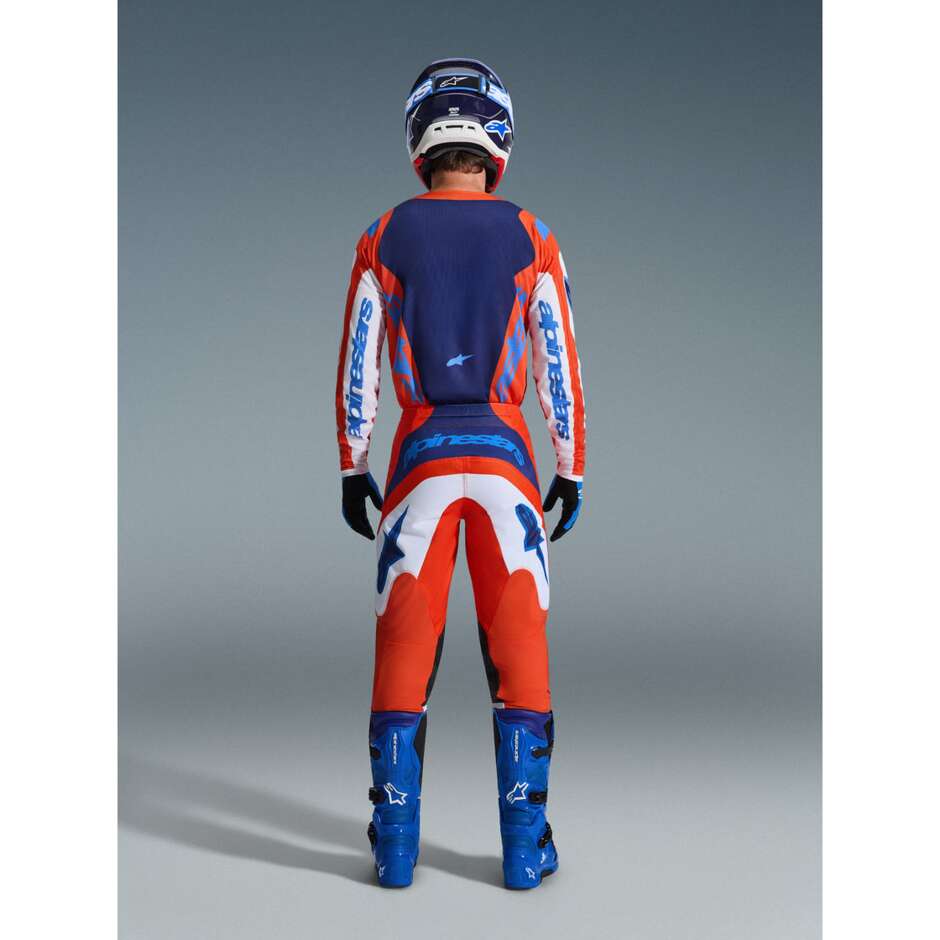 Maglia Moto Cross Enduro Alpinestars FLUID GRID Arancione Blu Bianco