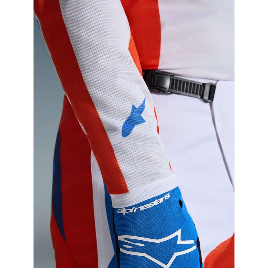 Maglia Moto Cross Enduro Alpinestars FLUID GRID Arancione Blu Bianco