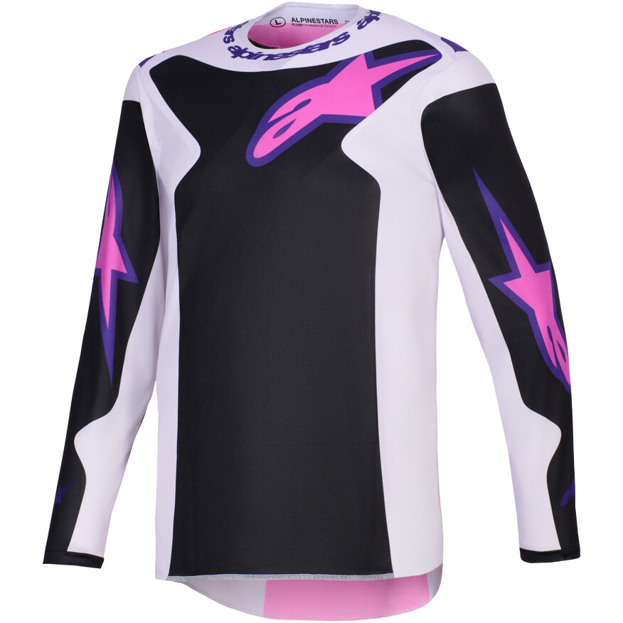 Maglia Moto Cross Enduro Alpinestars FLUID GRID Nero Grigio Chiaro Viola
