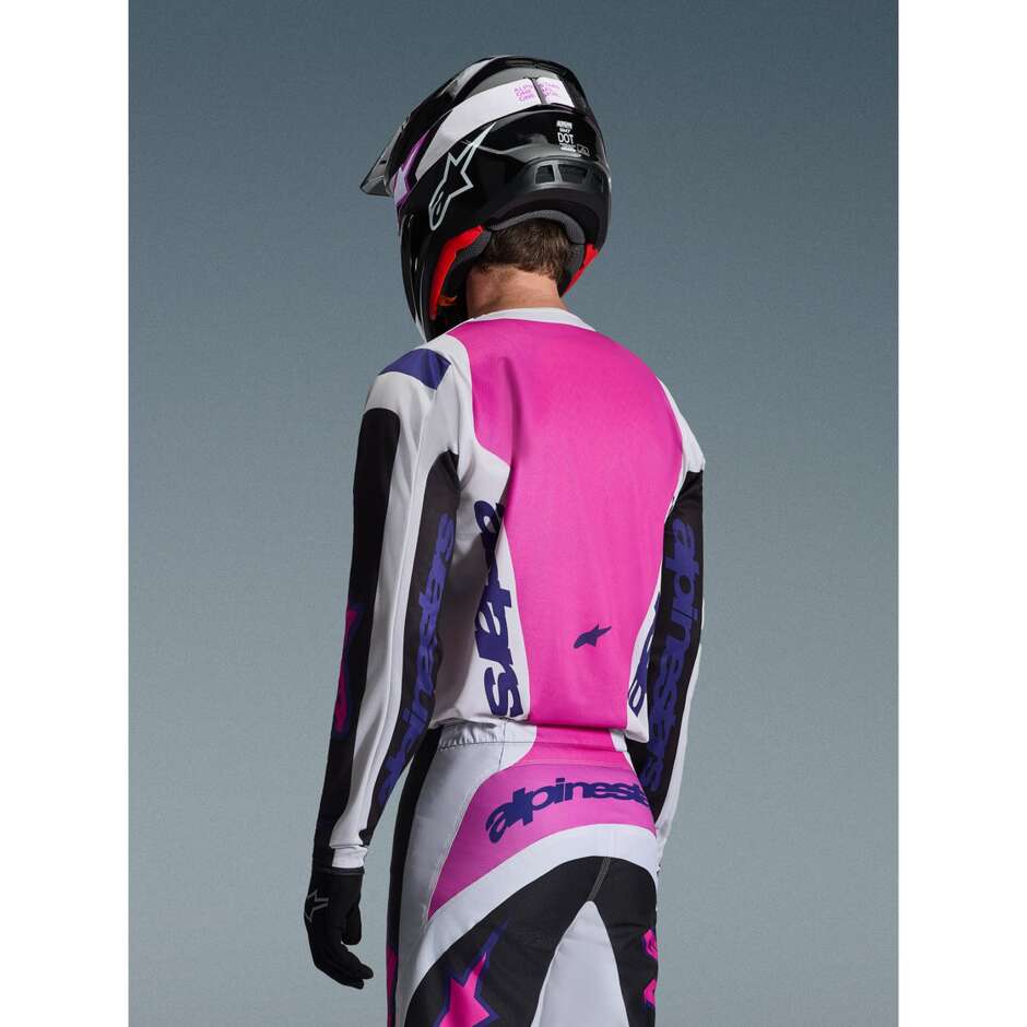 Maglia Moto Cross Enduro Alpinestars FLUID GRID Nero Grigio Chiaro Viola