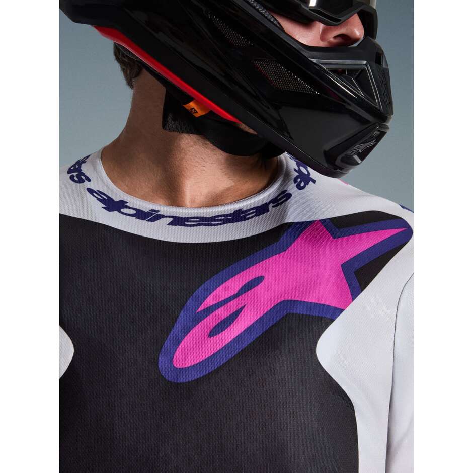 Maglia Moto Cross Enduro Alpinestars FLUID GRID Nero Grigio Chiaro Viola