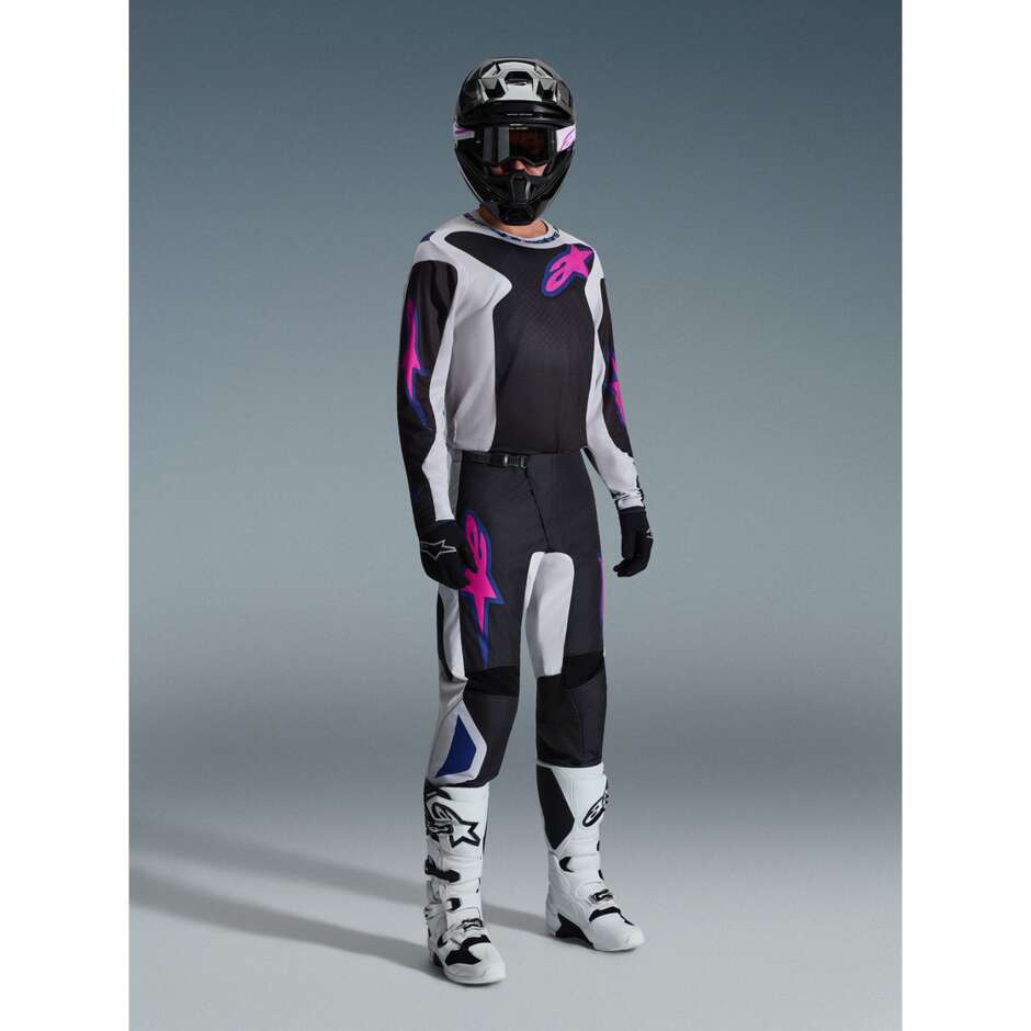 Maglia Moto Cross Enduro Alpinestars FLUID GRID Nero Grigio Chiaro Viola