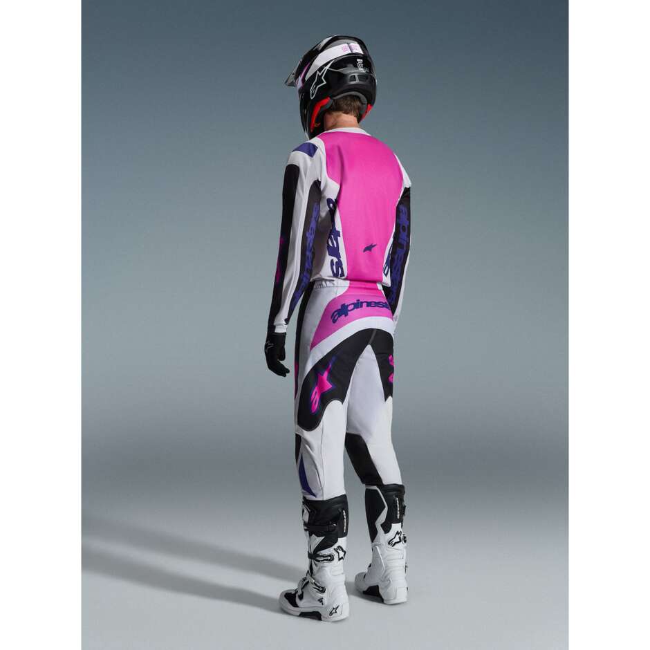 Maglia Moto Cross Enduro Alpinestars FLUID GRID Nero Grigio Chiaro Viola