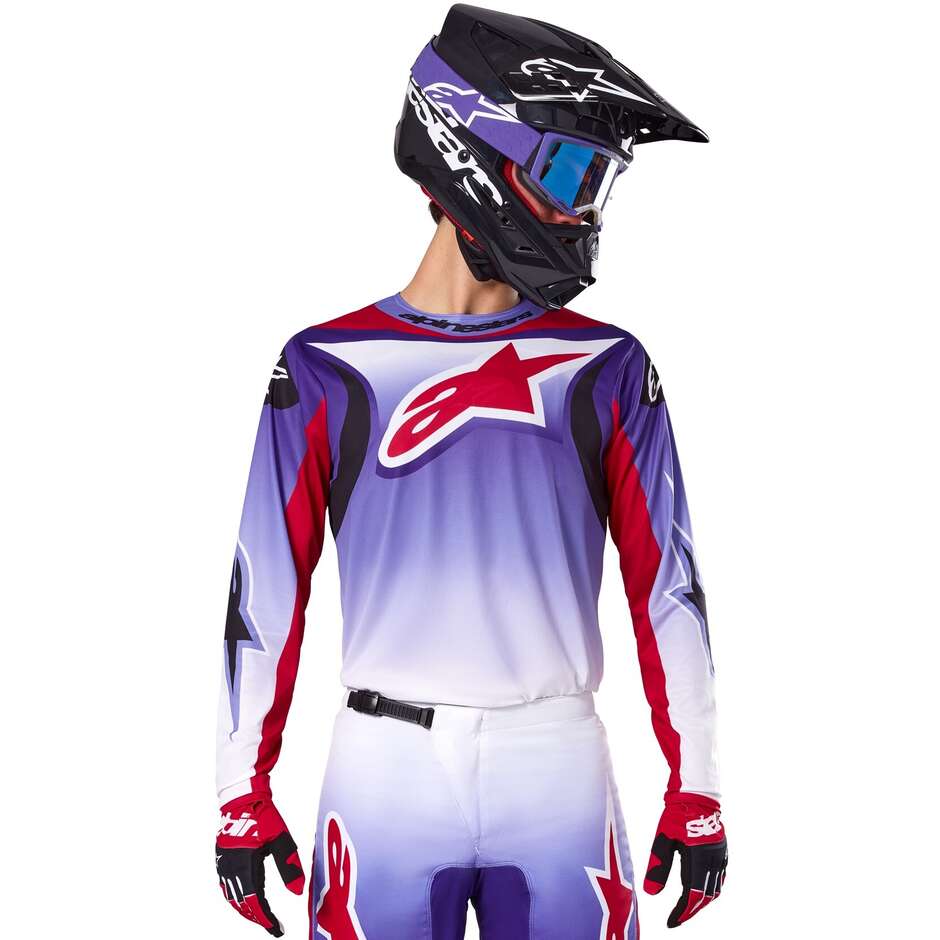 Maglia Moto Cross Enduro Alpinestars FLUID WURX Viola Bright Rosso