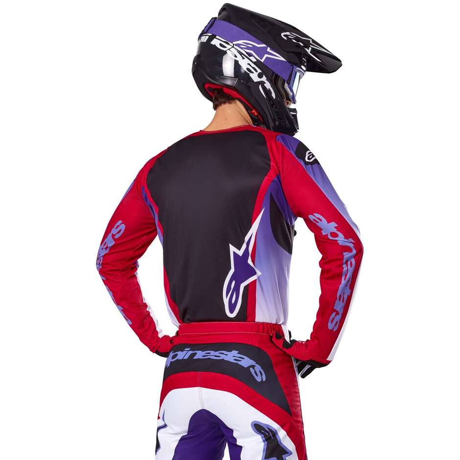 Maglia Moto Cross Enduro Alpinestars FLUID WURX Viola Bright Rosso