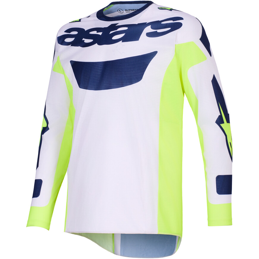 Maglia Moto Cross Enduro Alpinestars RACER AIR RIWAY Grigio Chiaro Giallo Fluo Blu