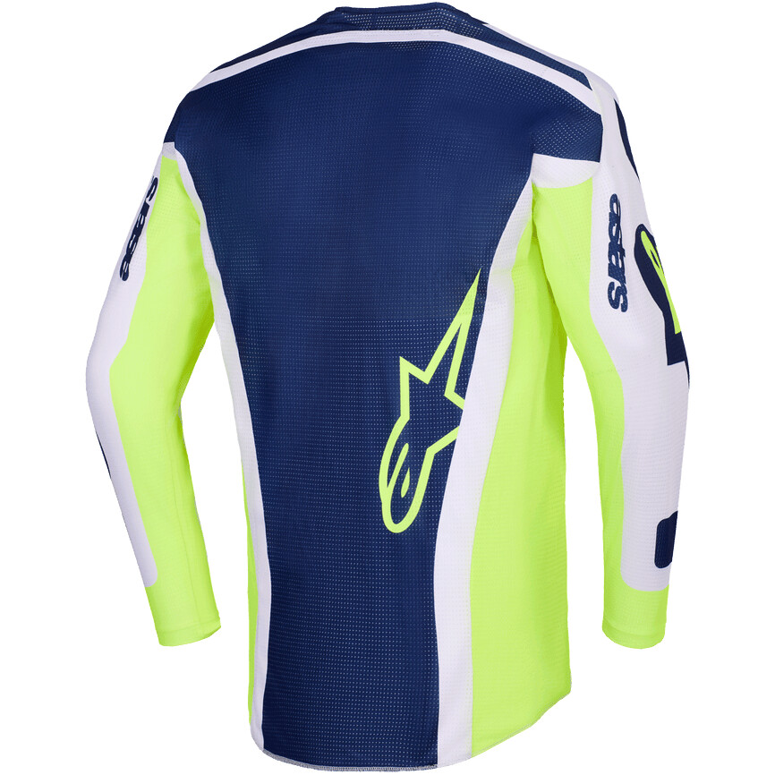 Maglia Moto Cross Enduro Alpinestars RACER AIR RIWAY Grigio Chiaro Giallo Fluo Blu
