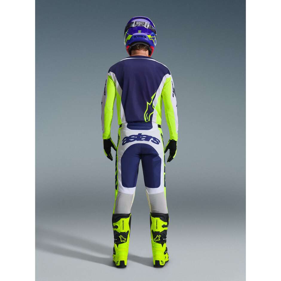 Maglia Moto Cross Enduro Alpinestars RACER AIR RIWAY Grigio Chiaro Giallo Fluo Blu