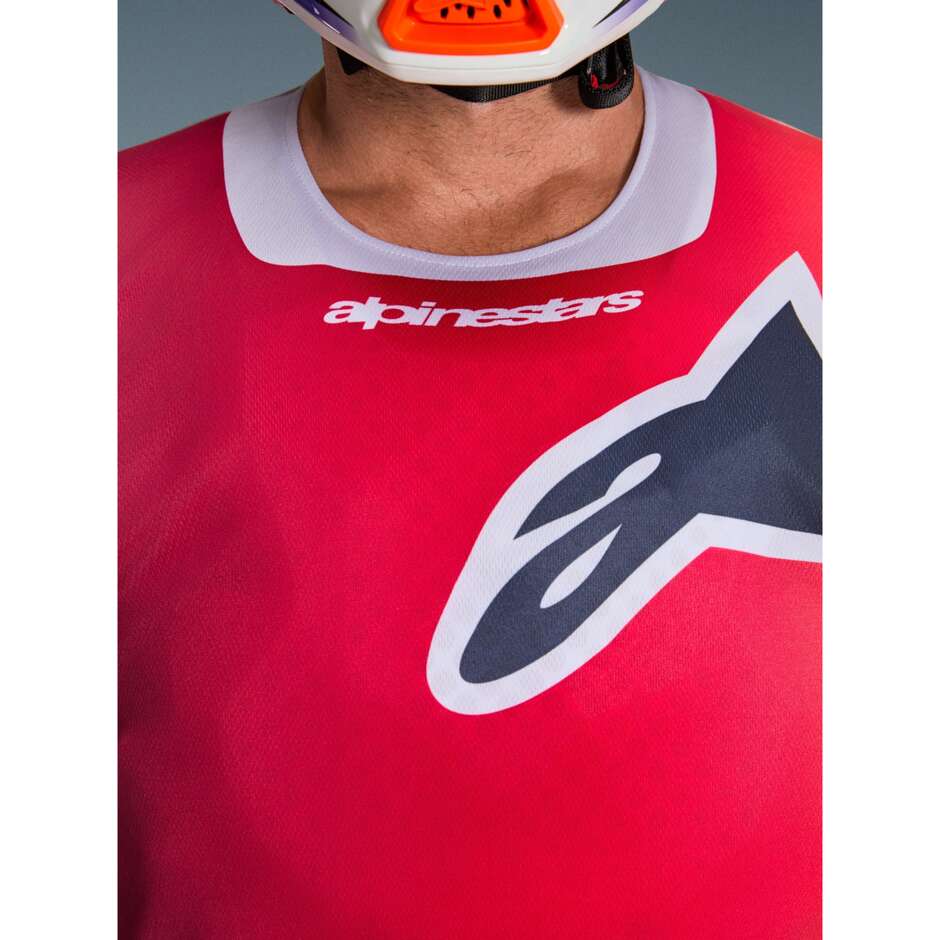 Maglia Moto Cross Enduro Alpinestars RACER PORTL Rosso Grigio Chiaro Grigio Scuro