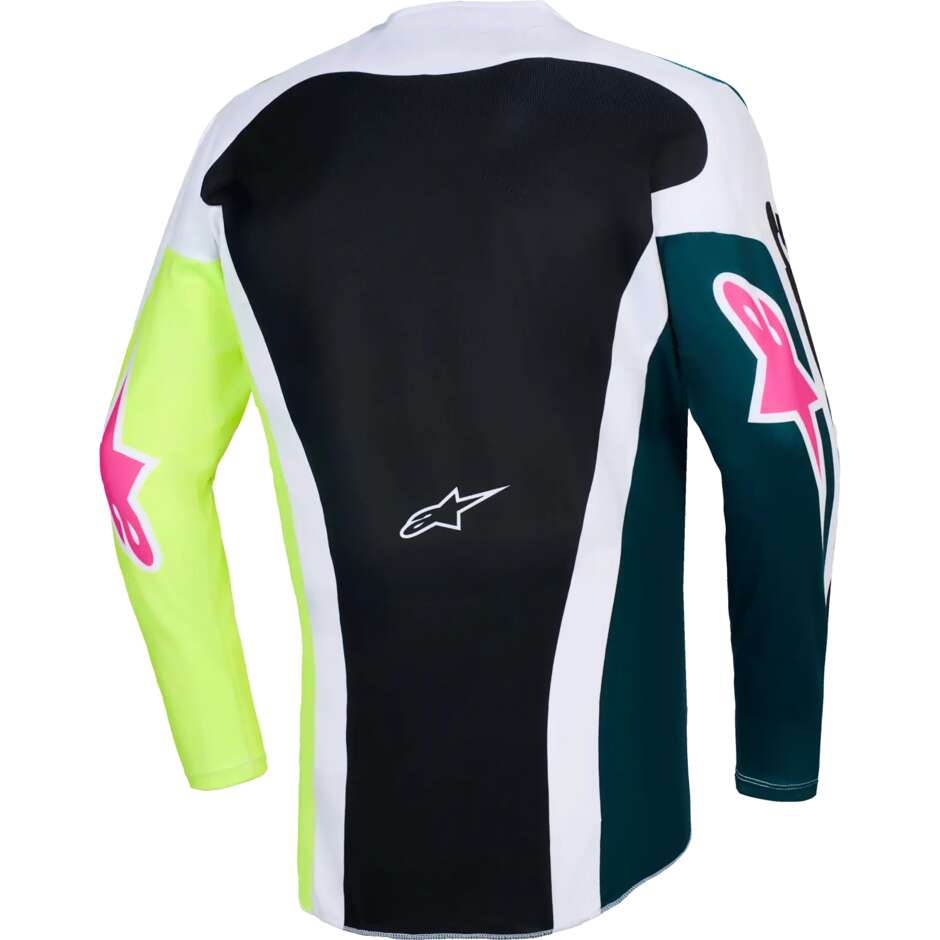 Maglia Moto Cross Enduro Alpinestars RACER PORTL Verde Bianco Nero Rosa