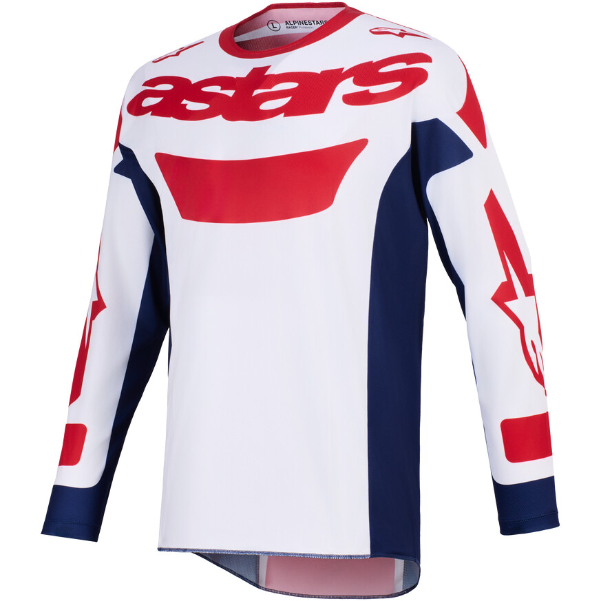Maglia Moto Cross Enduro Alpinestars RACER RIWAY Bianco Blu Rosso