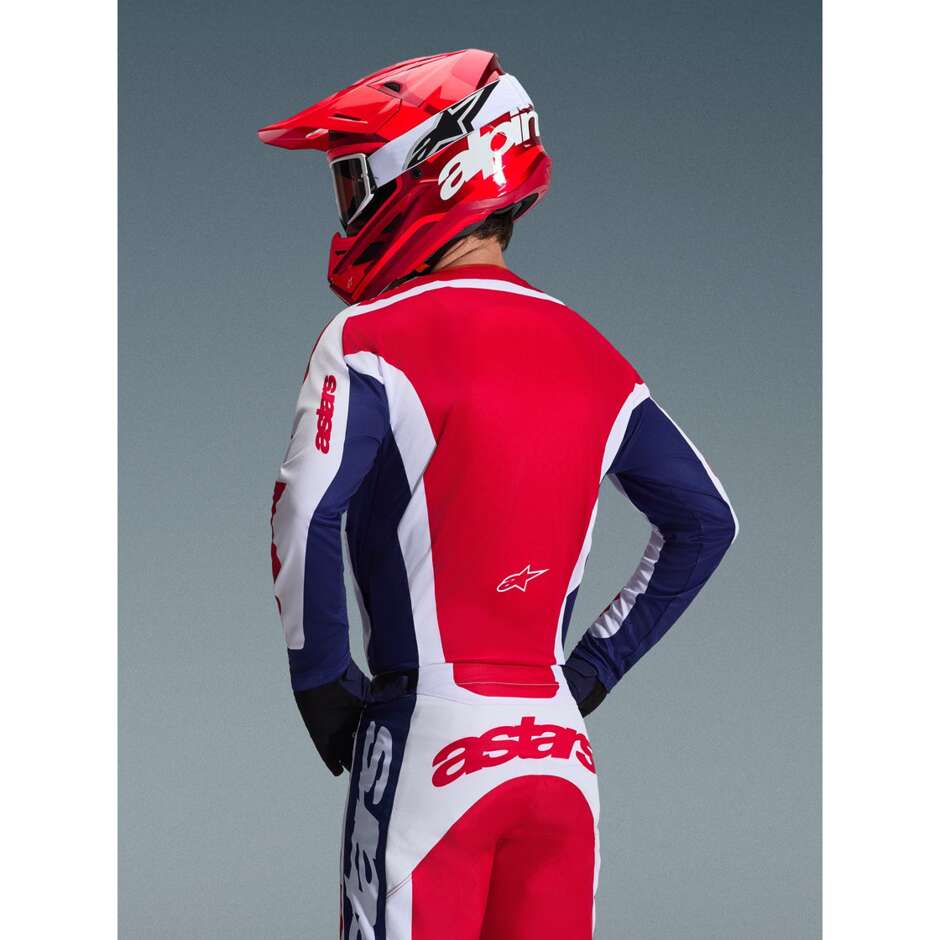 Maglia Moto Cross Enduro Alpinestars RACER RIWAY Bianco Blu Rosso