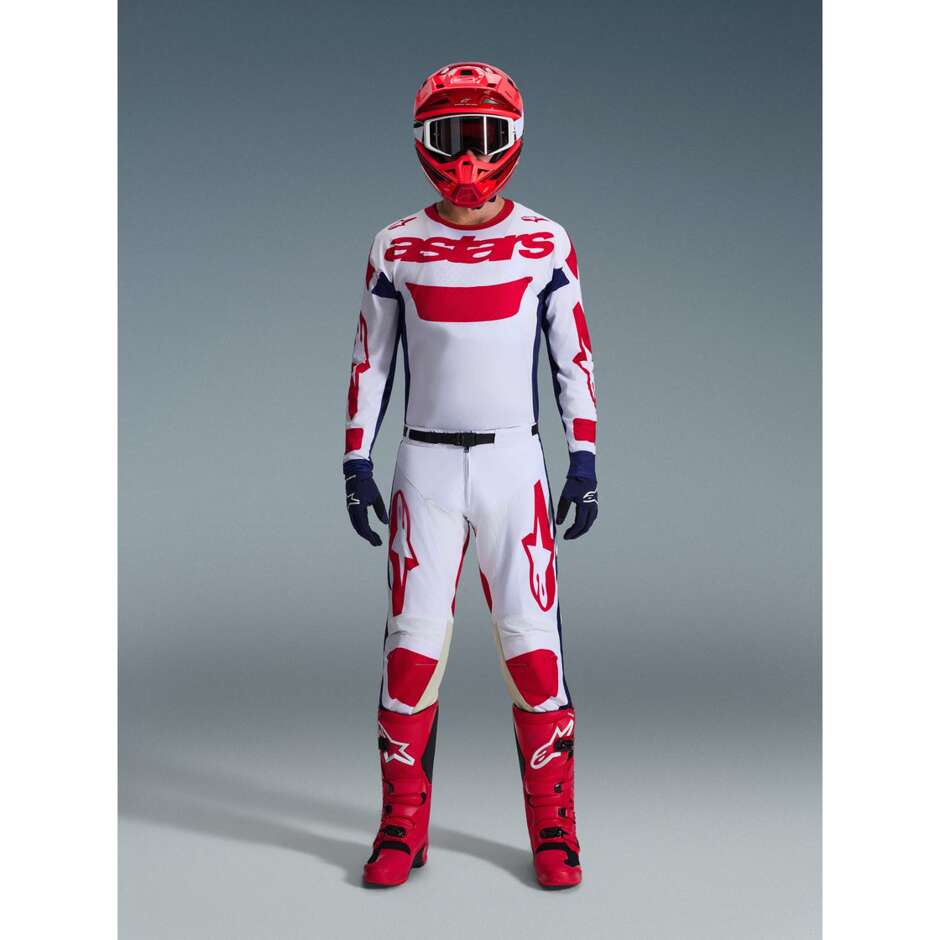 Maglia Moto Cross Enduro Alpinestars RACER RIWAY Bianco Blu Rosso
