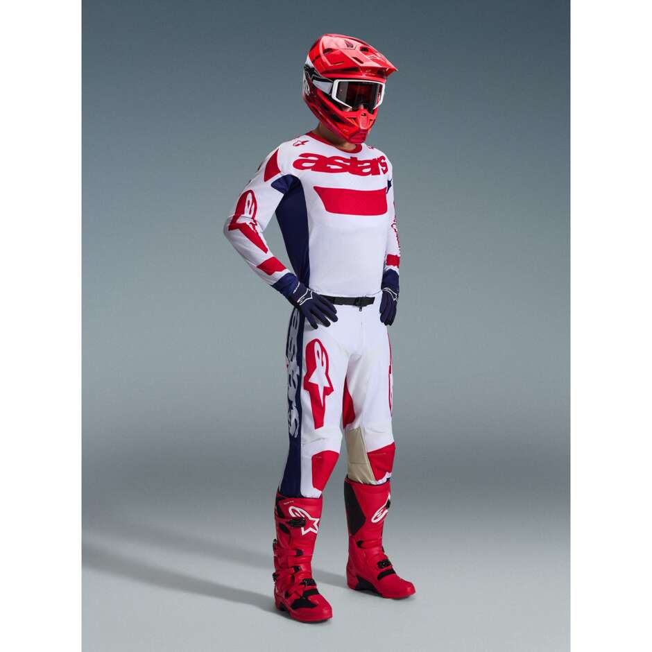 Maglia Moto Cross Enduro Alpinestars RACER RIWAY Bianco Blu Rosso