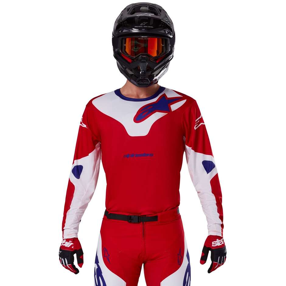 Maglia Moto Cross Enduro Alpinestars RACER VEIL Bright Rosso Bianco