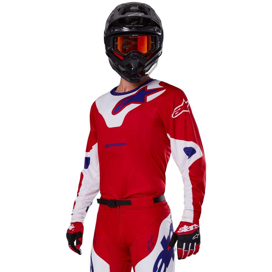 Maglia Moto Cross Enduro Alpinestars RACER VEIL Bright Rosso Bianco