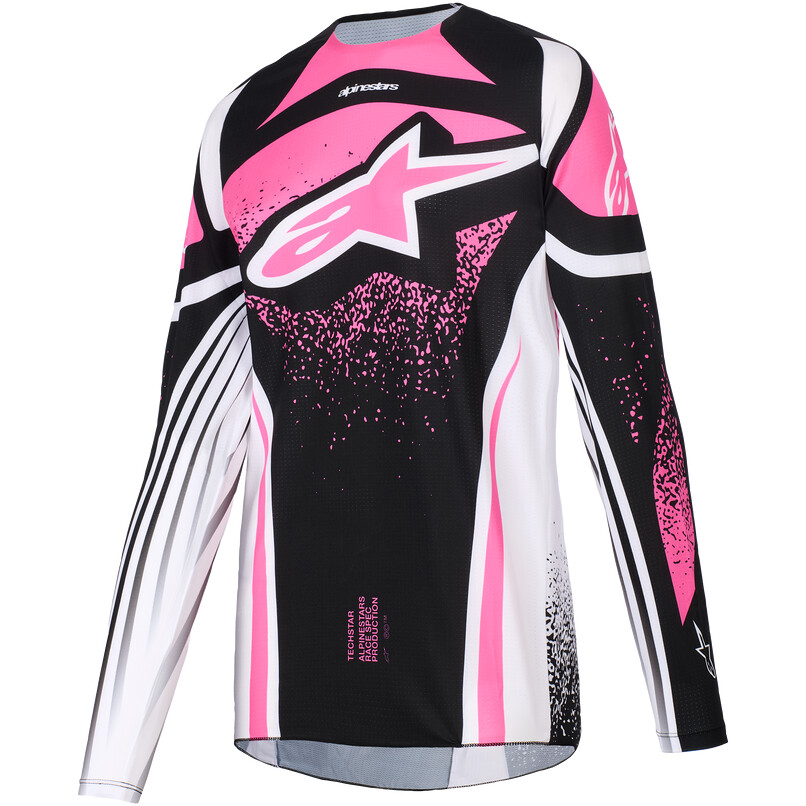 Maglia Moto Cross Enduro Alpinestars STELLA TECHSTAR NOMUR Nero Bianco Fucsia