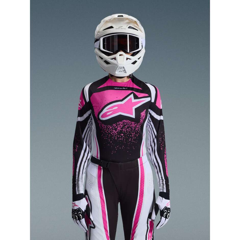 Maglia Moto Cross Enduro Alpinestars STELLA TECHSTAR NOMUR Nero Bianco Fucsia