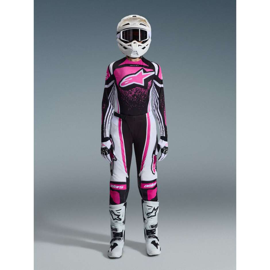 Maglia Moto Cross Enduro Alpinestars STELLA TECHSTAR NOMUR Nero Bianco Fucsia