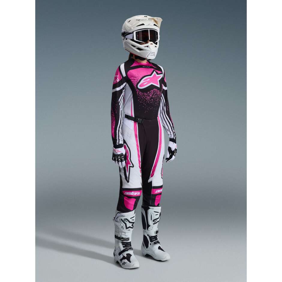 Maglia Moto Cross Enduro Alpinestars STELLA TECHSTAR NOMUR Nero Bianco Fucsia