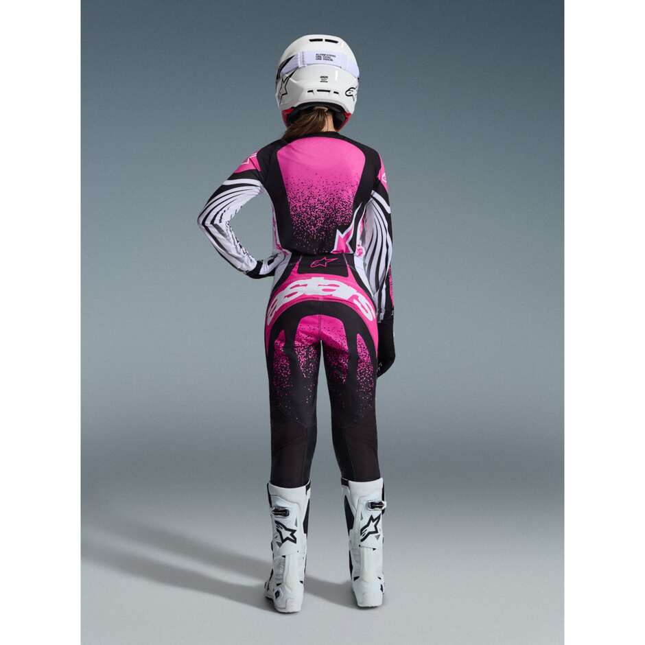 Maglia Moto Cross Enduro Alpinestars STELLA TECHSTAR NOMUR Nero Bianco Fucsia