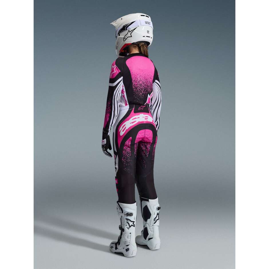 Maglia Moto Cross Enduro Alpinestars STELLA TECHSTAR NOMUR Nero Bianco Fucsia