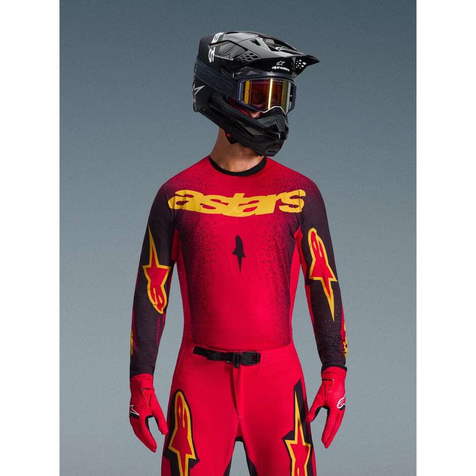 Maglia Moto Cross Enduro Alpinestars SUPERTECH SCENZ Rosso Nero Giallo