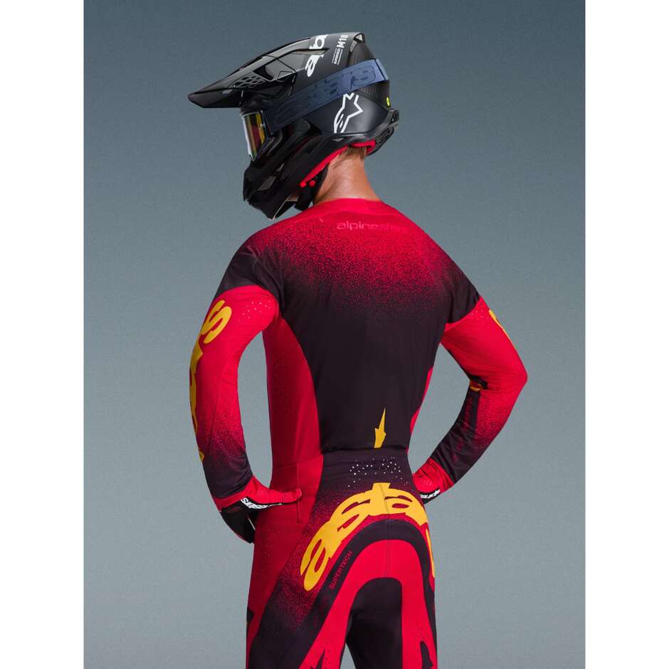 Maglia Moto Cross Enduro Alpinestars SUPERTECH SCENZ Rosso Nero Giallo