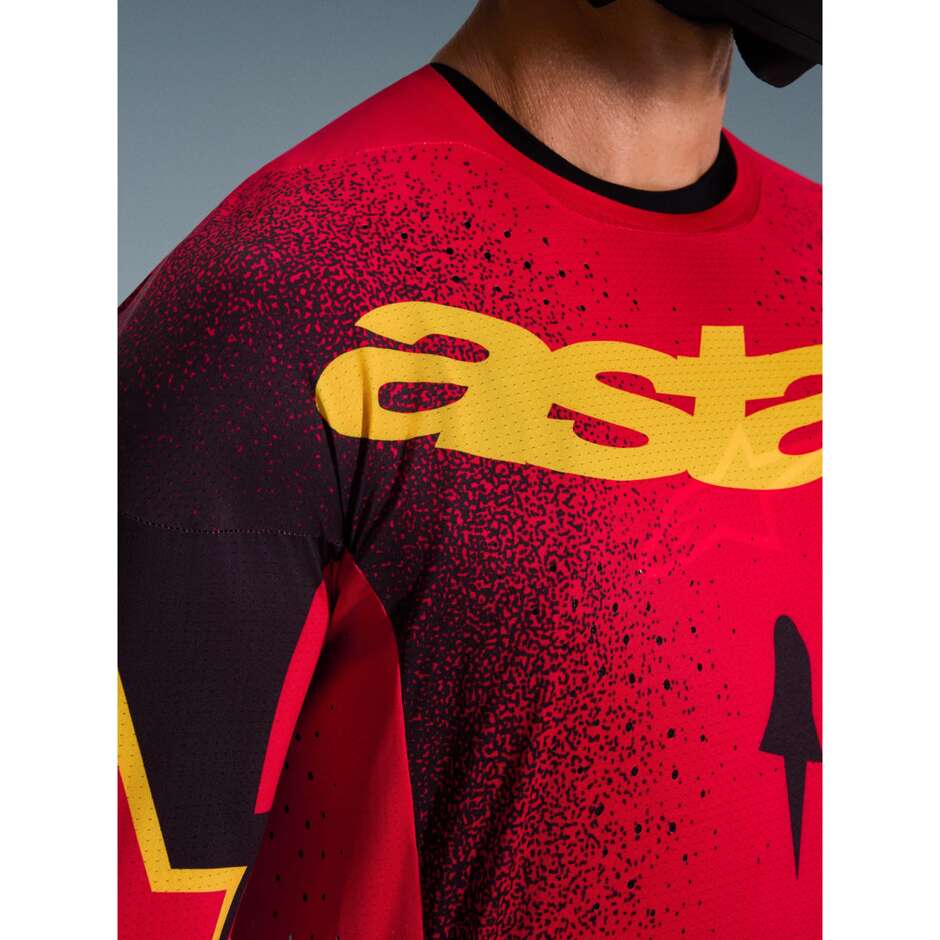 Maglia Moto Cross Enduro Alpinestars SUPERTECH SCENZ Rosso Nero Giallo