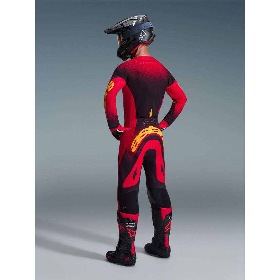 Maglia Moto Cross Enduro Alpinestars SUPERTECH SCENZ Rosso Nero Giallo